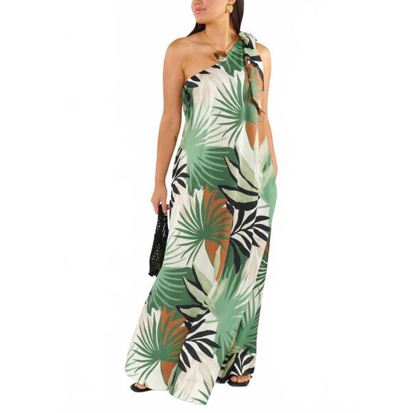 SHOW ME YOUR MUMU Dresses & Skirts - NEW SHOW ME YOUR MUMU jackie maxi dress in caribbean palms luxe satin